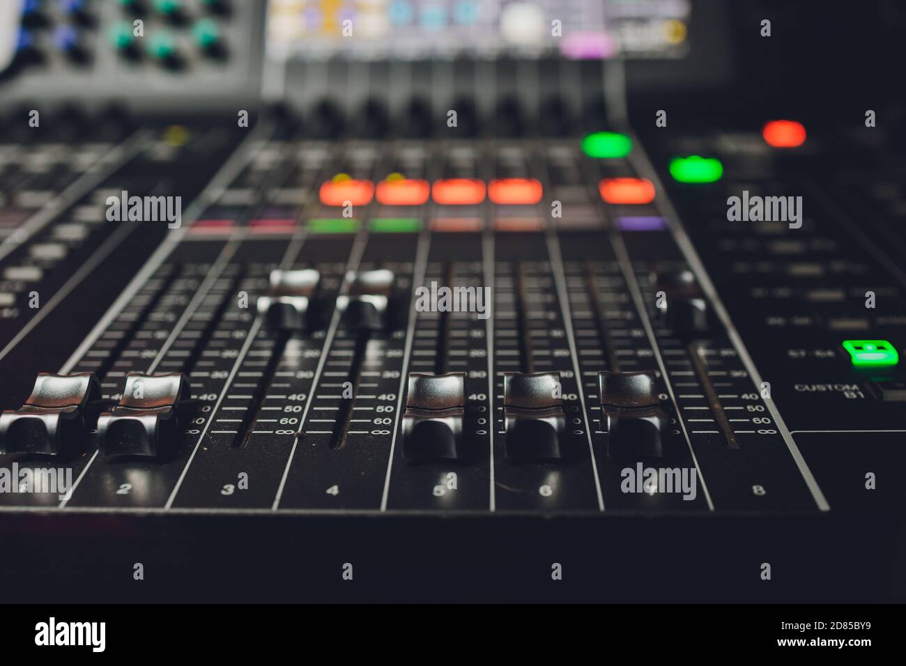 Part of an audio sound mixer with buttons Stock Photo Alamy