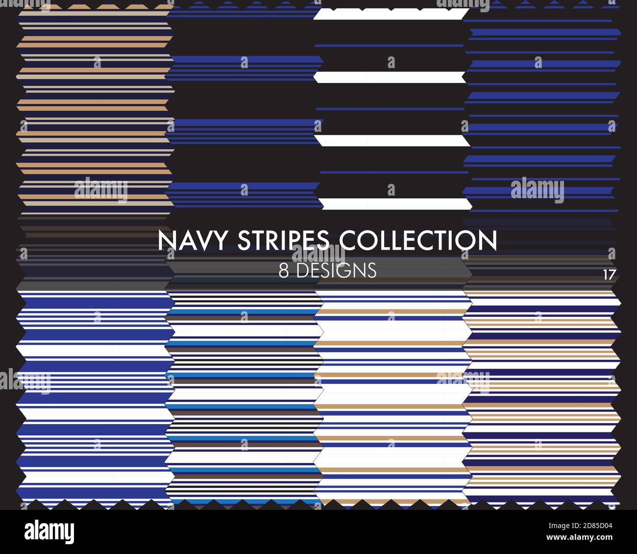 Striped seamless pattern collection includes 8 designs for fashion ...