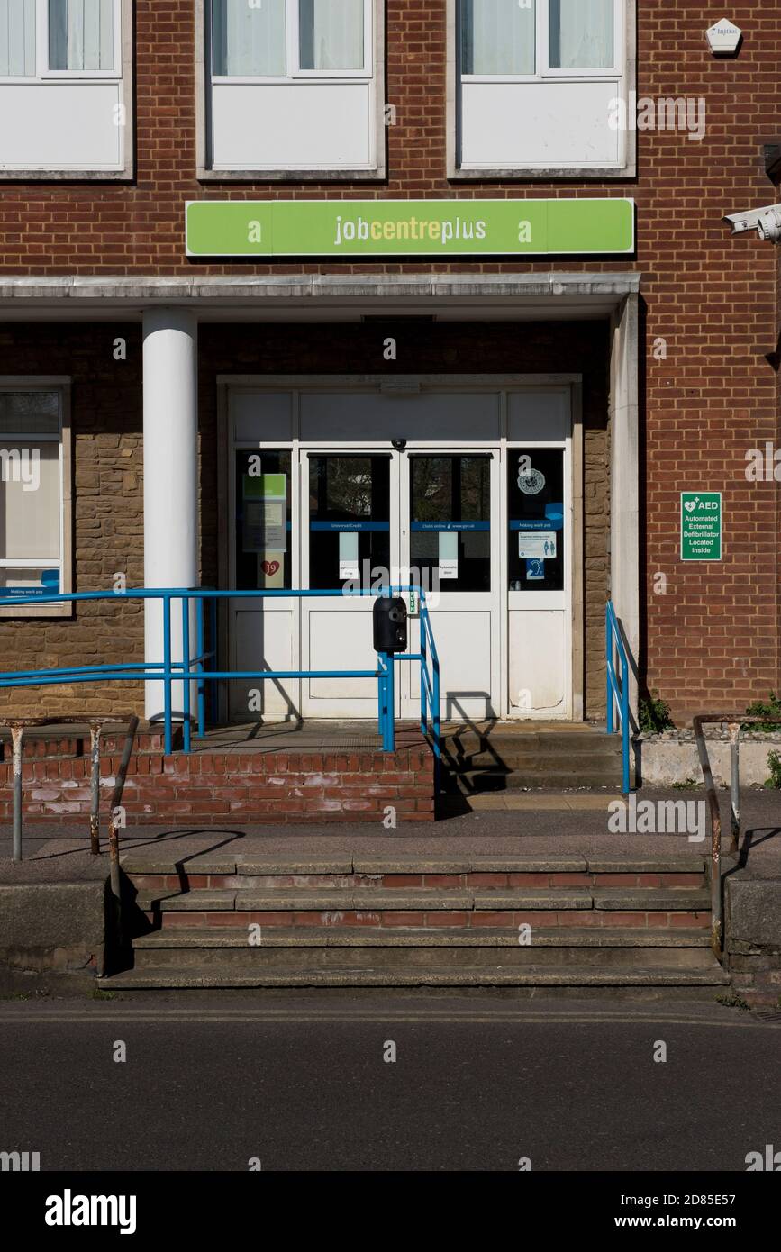 The jobcentre plus offices for those seeking employment in Tonbridge, Kent, UK Located in a typicallysoulless building from the nineteen sixties era. Stock Photo