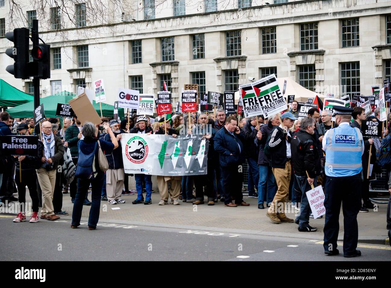London, United Kingdom, 7st April 2018:- Protesters gather outside