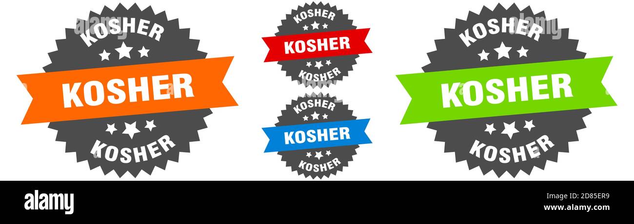 kosher sign. round ribbon label set. Stamp Stock Vector Image & Art - Alamy