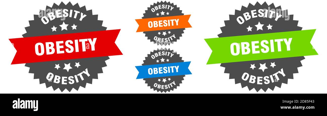 obesity sign. round ribbon label set. Stamp Stock Vector Image & Art ...
