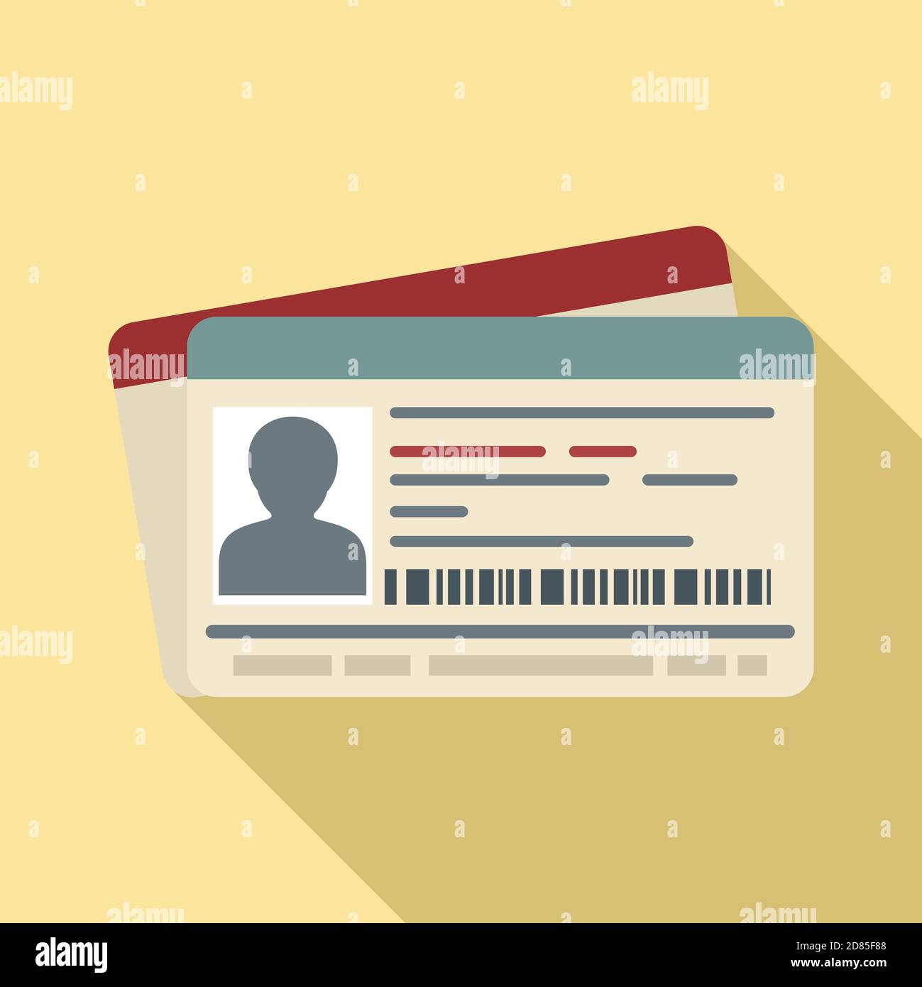 Id passport card icon, flat style Stock Vector