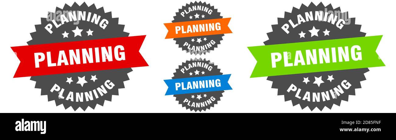planning sign. round ribbon label set. Stamp Stock Vector Image & Art ...