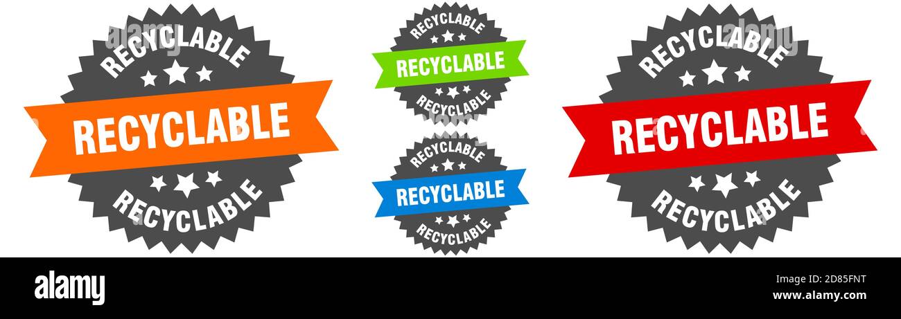 Recyclable stamp round sign hi-res stock photography and images - Alamy