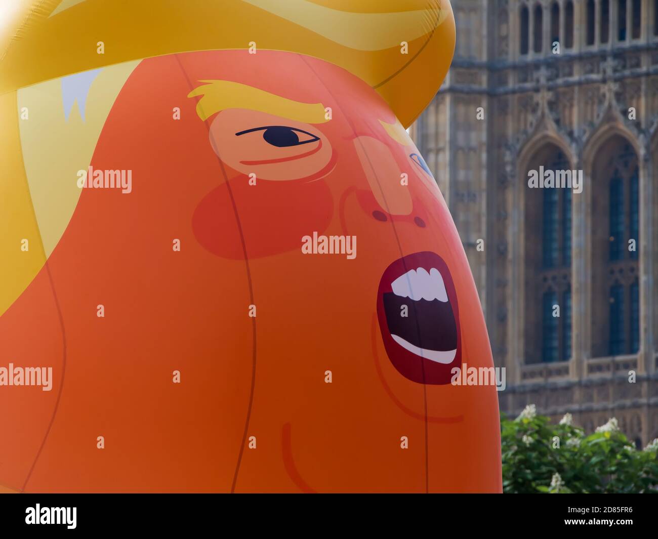 Trump Blimp Balloon - detail, Parliament Square, London, UK on the 13th of July 2018. Demonstrator inflated a balloon representing Donald Trump. Stock Photo