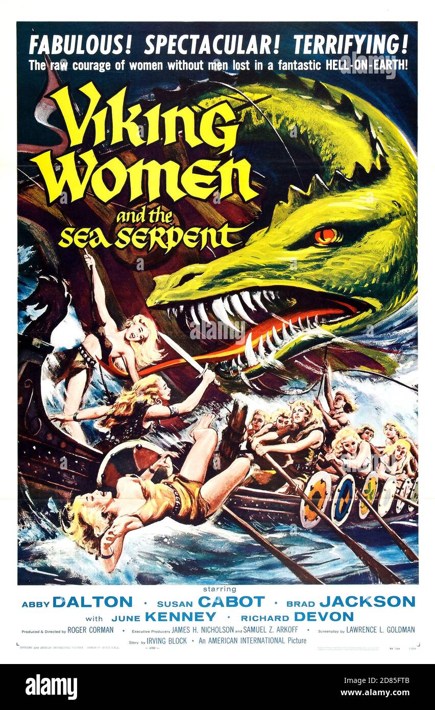 Vintage movie poster Viking Women and the Sea Serpent 1957 - Classic 1950s film poster. Stock Photo