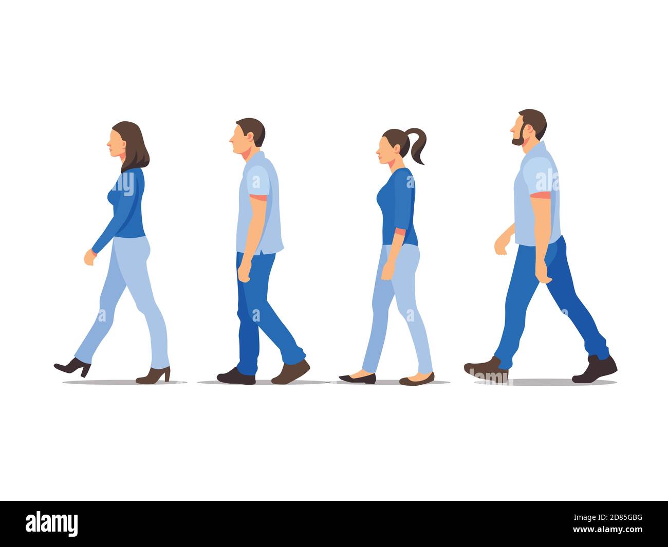Simple Character Vector Standing Vector set of walking and standing characters. Collection of 4 people ...