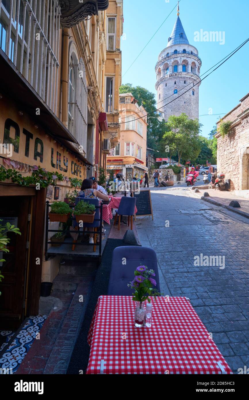 Galata Lily Cafe near Galata tower, Istanbul Stock Photo