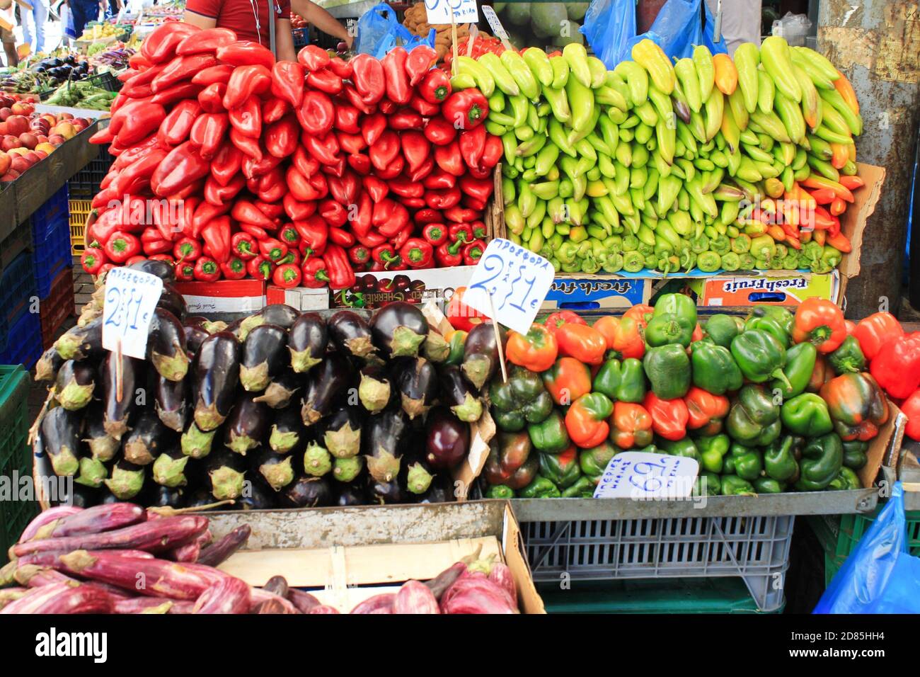 Vegetables and fruits for sale at street market in Athens, Greece