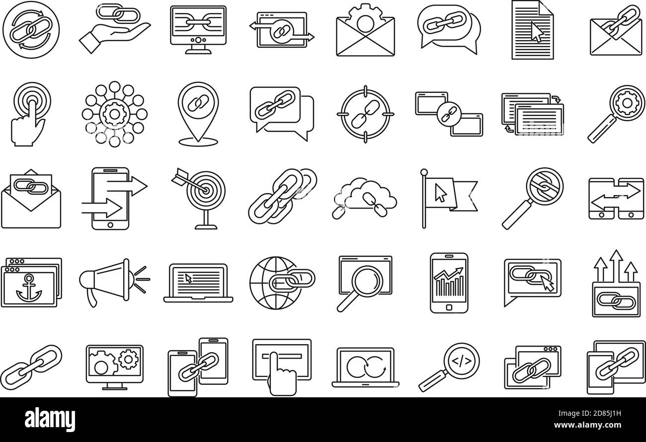 Business backlink strategy icons set, outline style Stock Vector Image ...