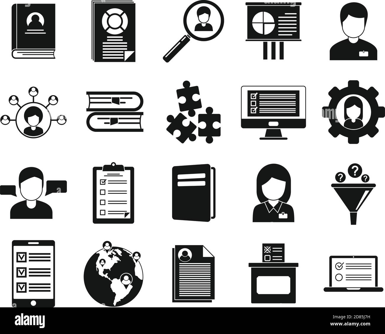 Sociology communication icons set, simple style Stock Vector