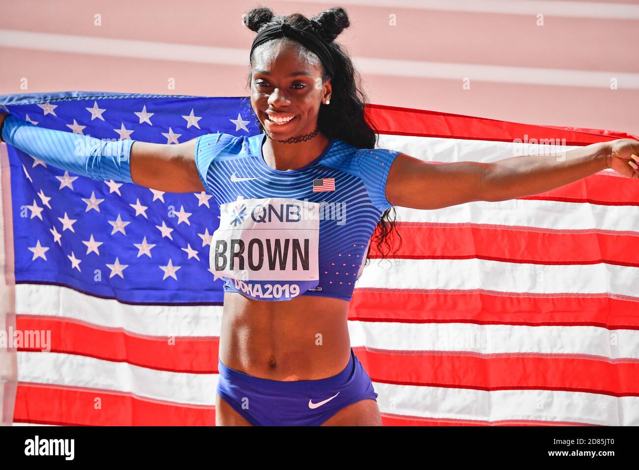 Brittany Brown (USA). 200 metres Silver Medal. IAAF World Athletics Championships, Doha 2019