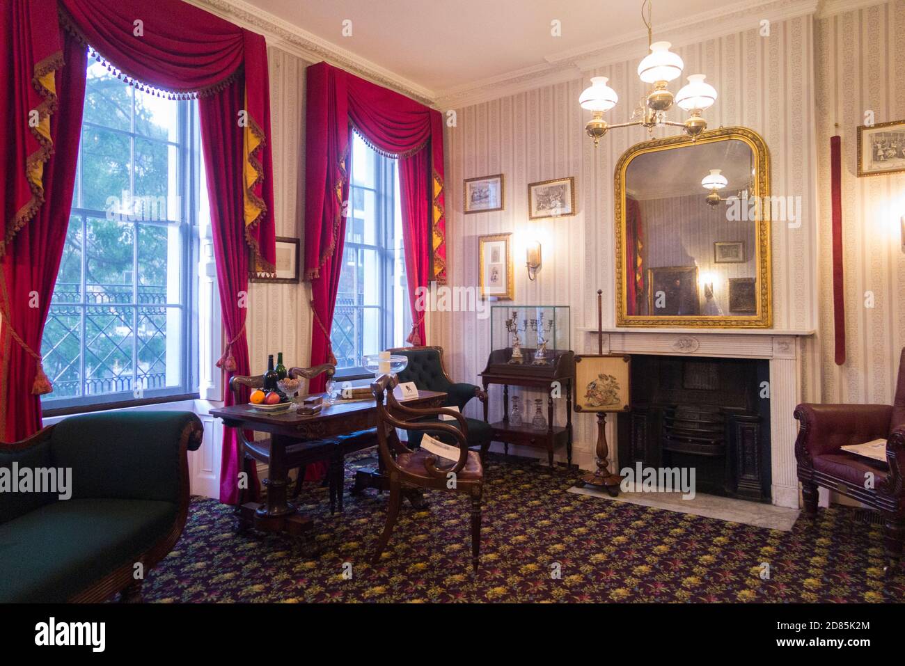 The drawing room inside the Charles Dickens Museum and Georgian town house where the famous Victorian author lived for nearly 3 years, in Doughty Street. London. UK (122) Stock Photo