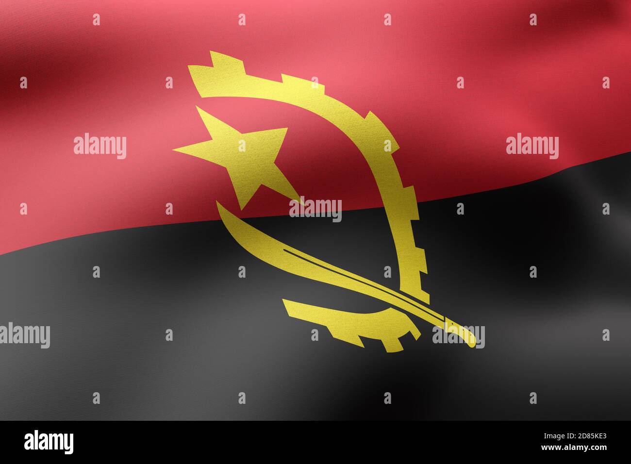 3d rendering of a textured national Angola flag Stock Photo - Alamy