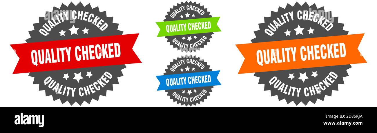 quality checked sign. round ribbon label set. Stamp Stock Vector Image ...