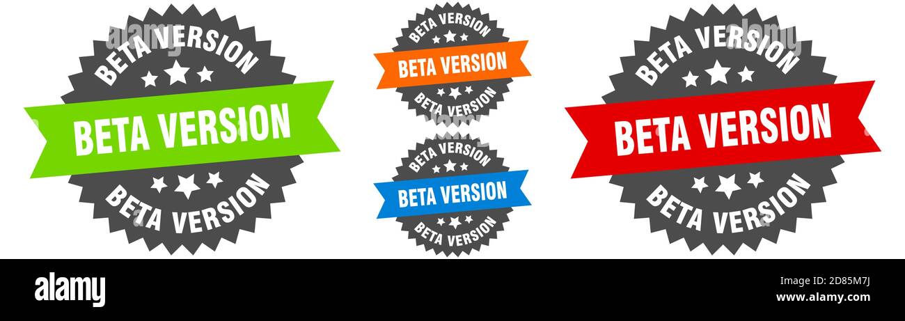 beta version sign. round ribbon label set. Stamp Stock Vector