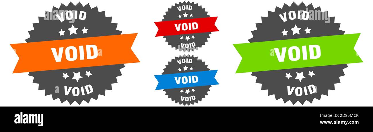 void sign. round ribbon label set. Stamp Stock Vector