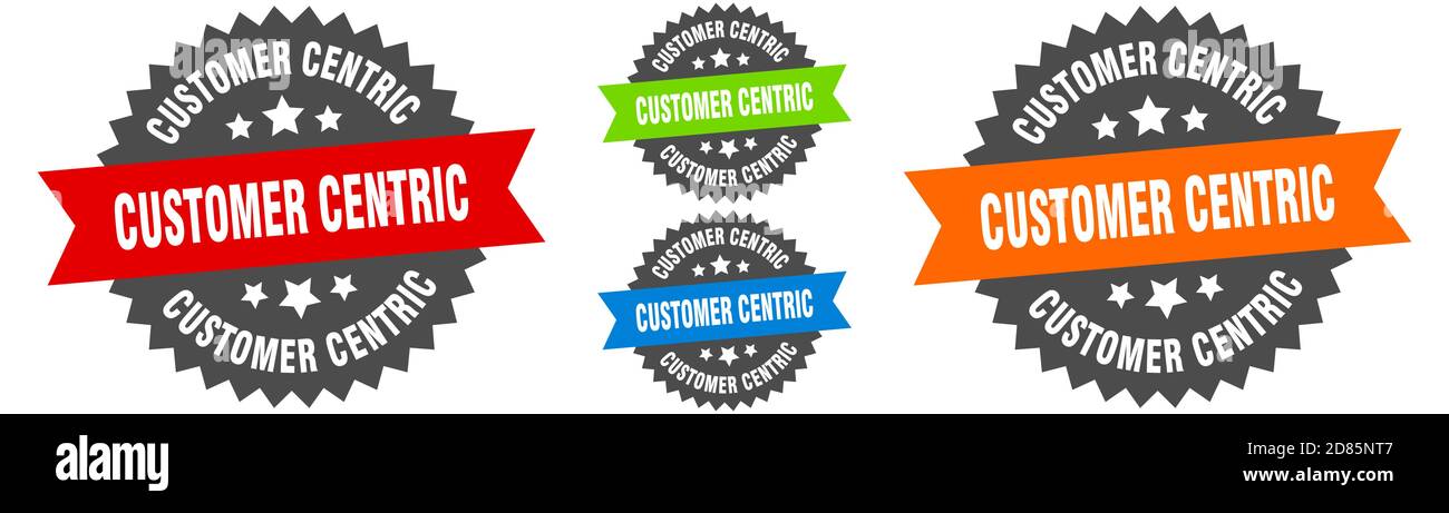 customer centric sign. round ribbon label set. Stamp Stock Vector Image ...