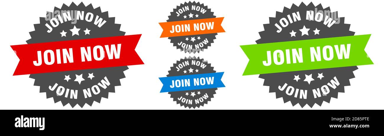 join now sign. round ribbon label set. Stamp Stock Vector Image & Art ...