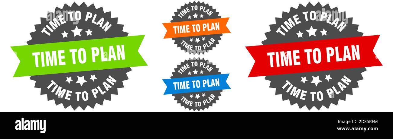 time to plan sign. round ribbon label set. Stamp Stock Vector Image ...