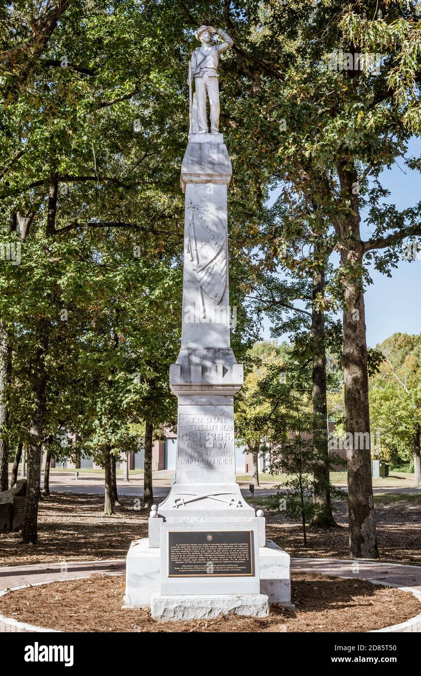 Confederate monument at the University of Mississippi moved from a prominent campus location to a Civil War cemetery in a more secluded area. Stock Photo