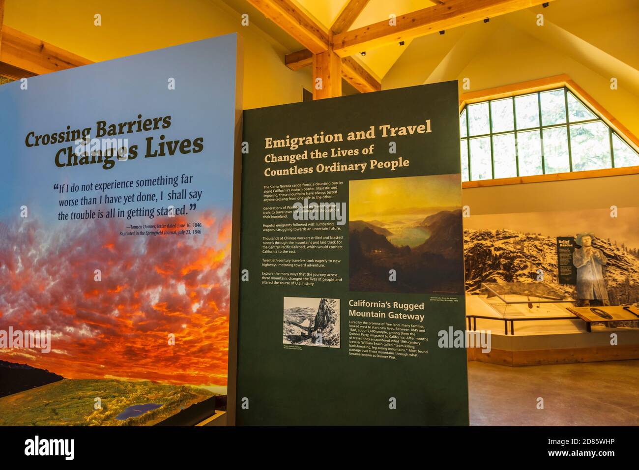 Interpretive display at the Donner Memorial State Park visitor center ...