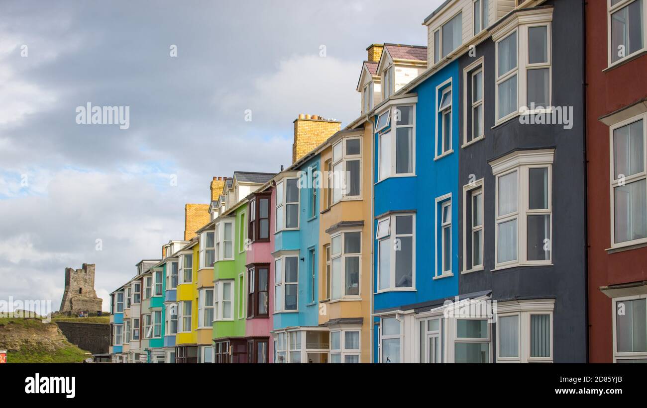 The colourful houses on Aberystwyth seafront Stock Photo Alamy