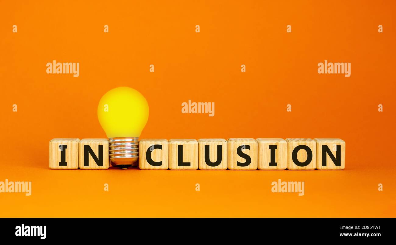 Symbol for a better inclusion. Wooden cubes with word 'inclusion ...