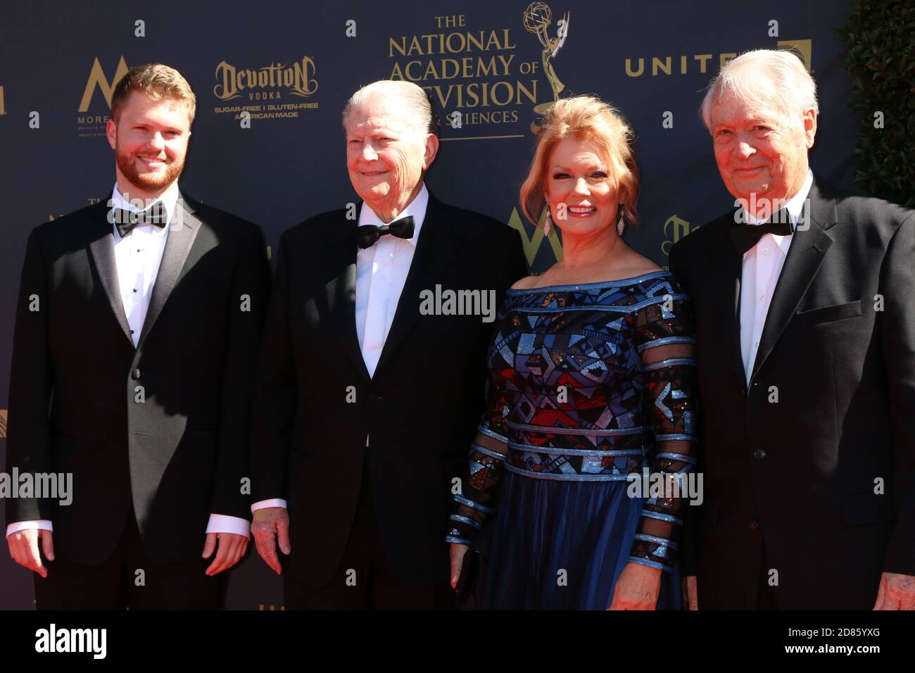 LOS ANGELES - APR 30:  Alec Jay Sugarman, Burt Sugarman, Mary Hart, Father at the 44th Daytime Emmy Awards - Arrivals at the Pasadena Civic Auditorium on April 30, 2017 in Pasadena, CA Stock Photo