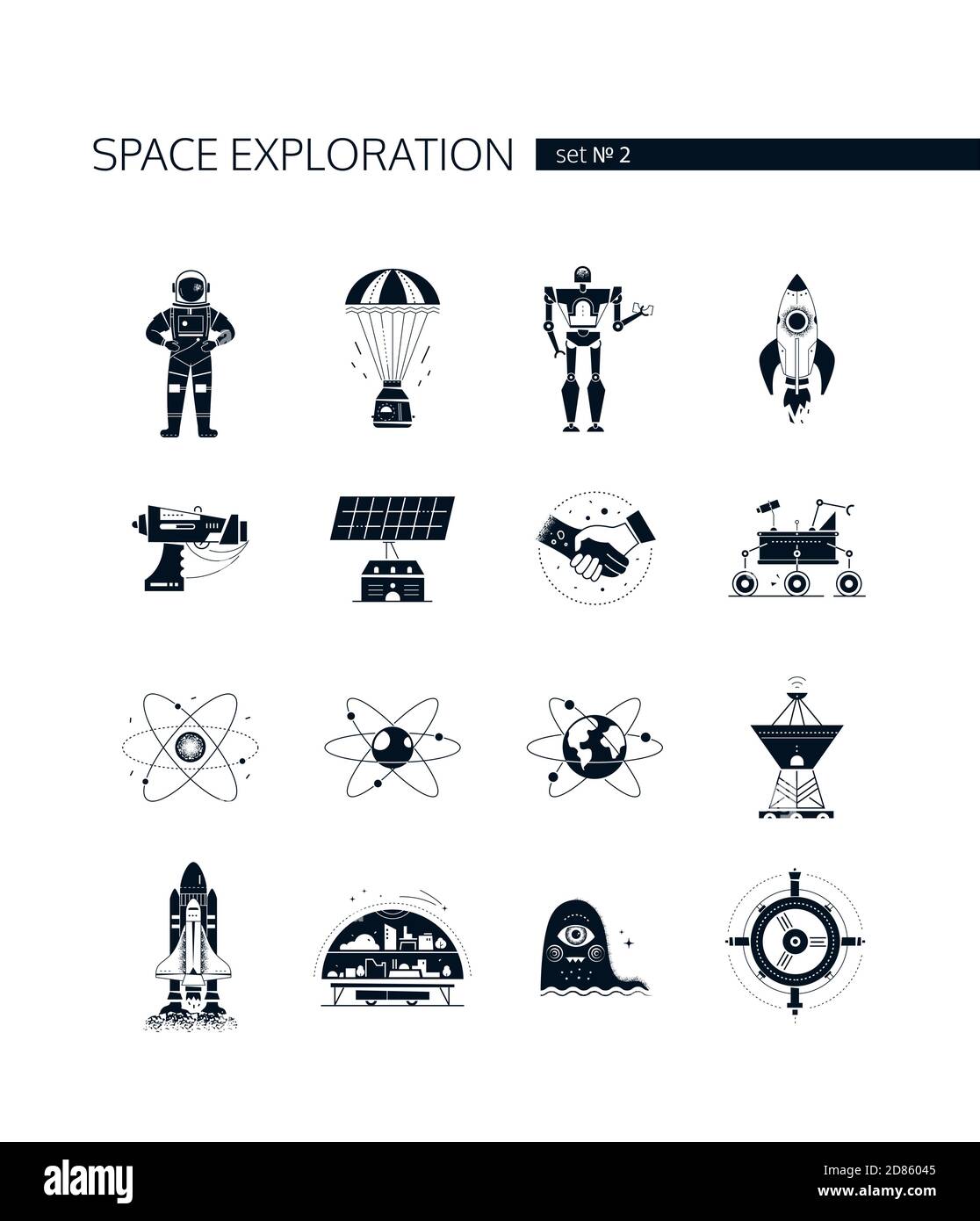 Space exploration - modern vector set of black icons Stock Vector Image ...
