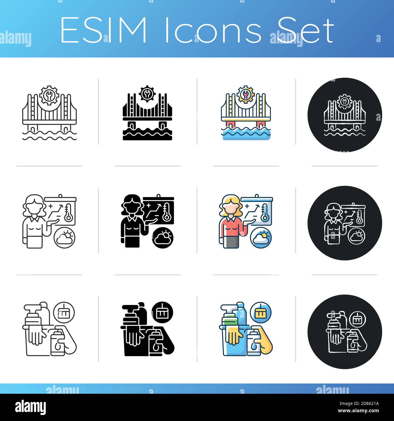 Basic public needs icons set Stock Vector