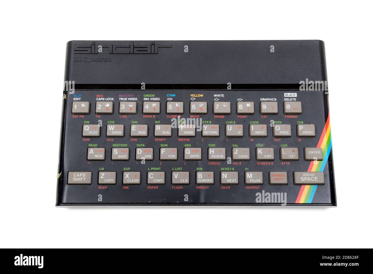 London, United Kingdom, 21st September 2020:- A retro Sinclair ZX Spectrum 48k home computer isolated on a white background Stock Photo