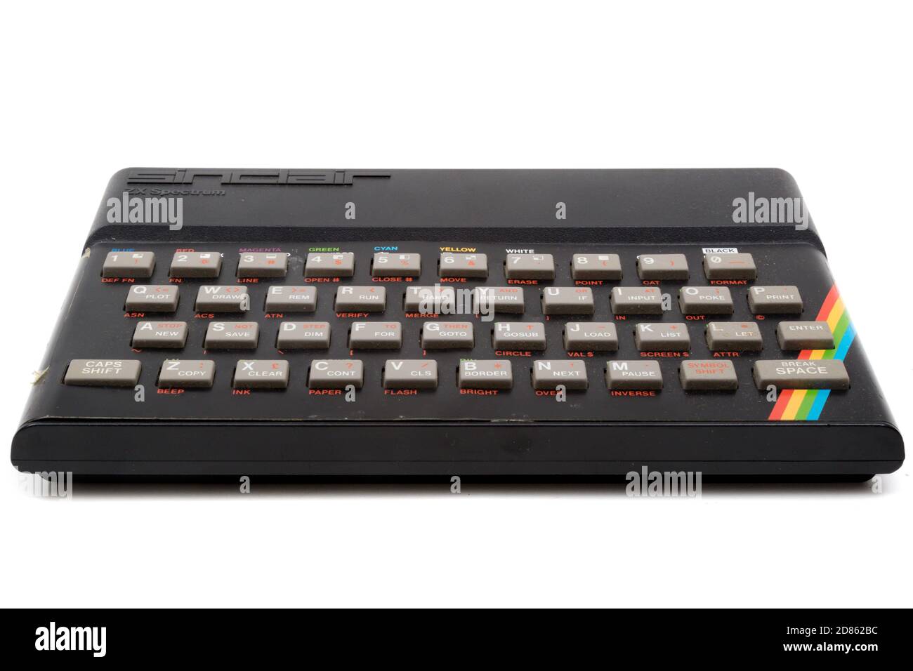 London, United Kingdom, 21st September 2020:- A retro Sinclair ZX Spectrum 48k home computer isolated on a white background Stock Photo