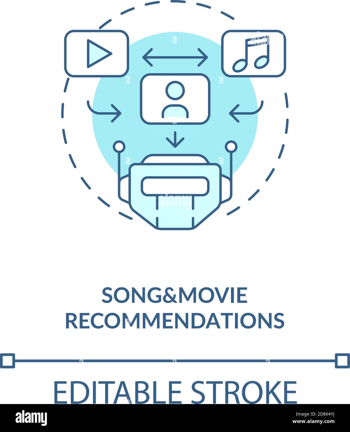 Song and movie recommendations concept icon Stock Vector