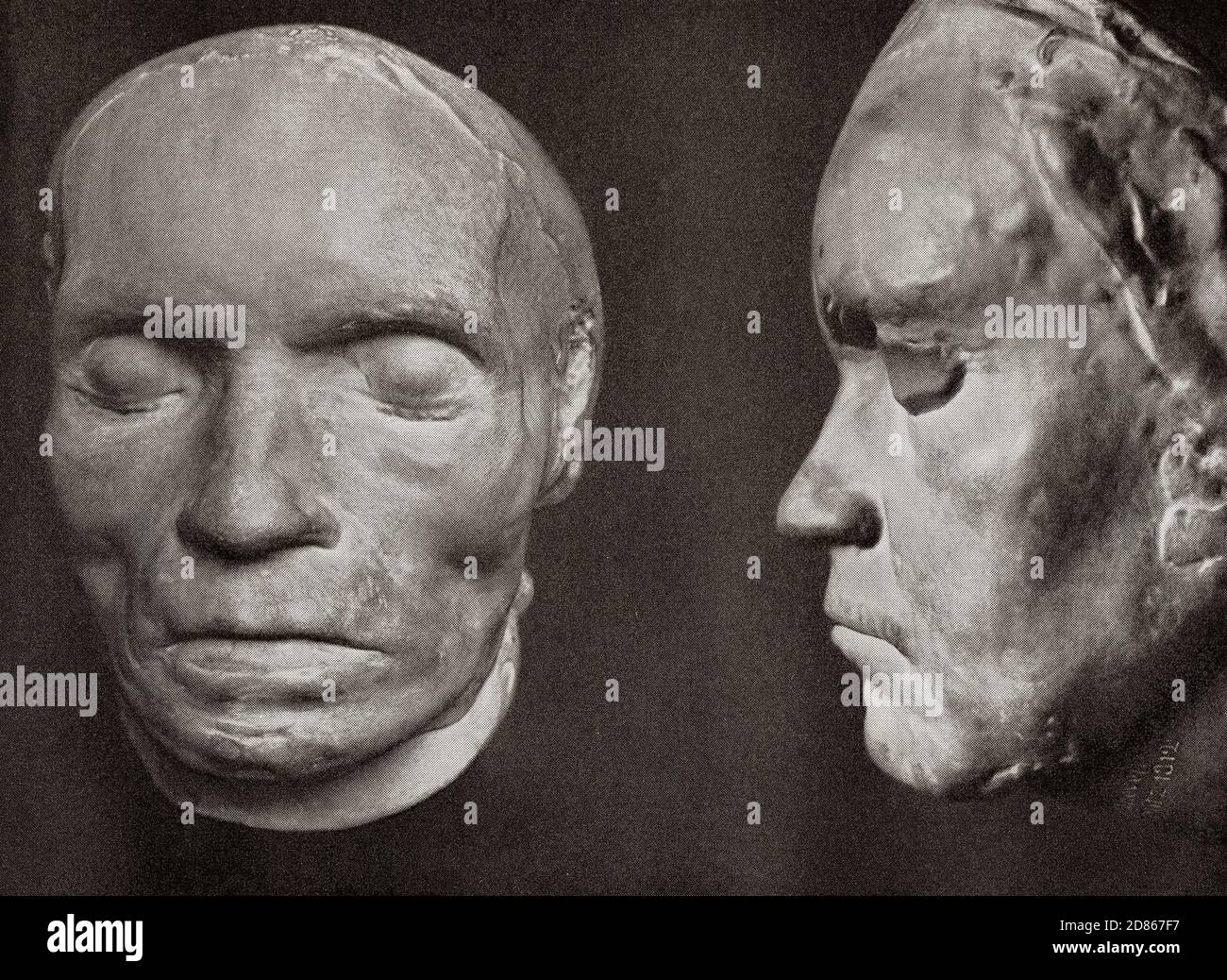 The death mask of Beethoven, molded by Josef Danhauser around twelve hours after Beethoven's death. Ludwig van Beethoven, 1770 – 1827. German composer and pianist. From Ludwig van - 1827,
