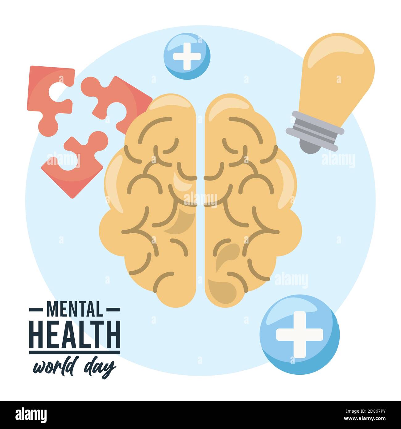 world mental health day campaign with set icons and lettering vector ...