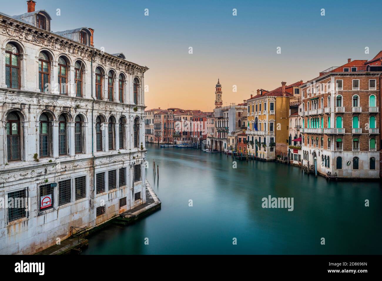 View of Grand Canal at sunset, Venice, Veneto, Italy Stock Photo