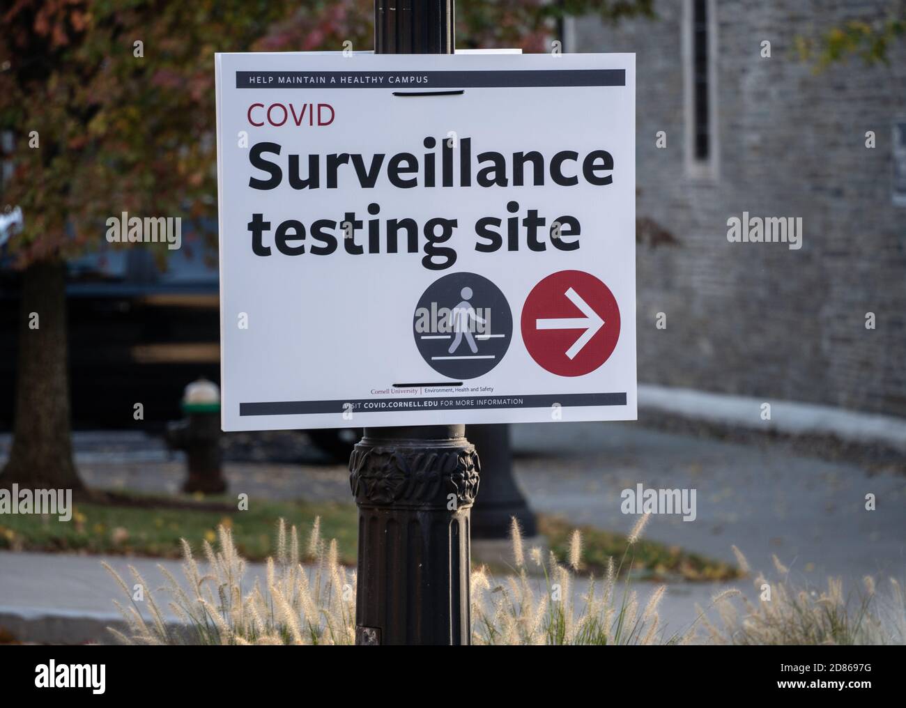 Ithaca, New York, October 18, 2020: Cornell Univeristy COVID-19 testing site Stock Photo