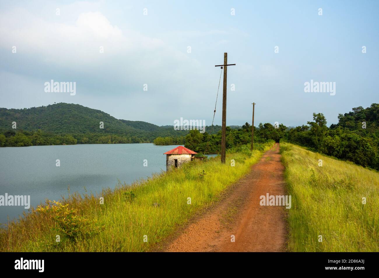 Scenic and secluded Moisal Dam in Rumbrem, Sanguem, Goa, India Stock