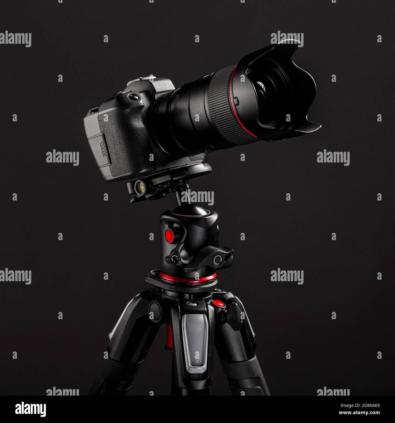 Professional photography equipment, digital mirrorless camera on tripod