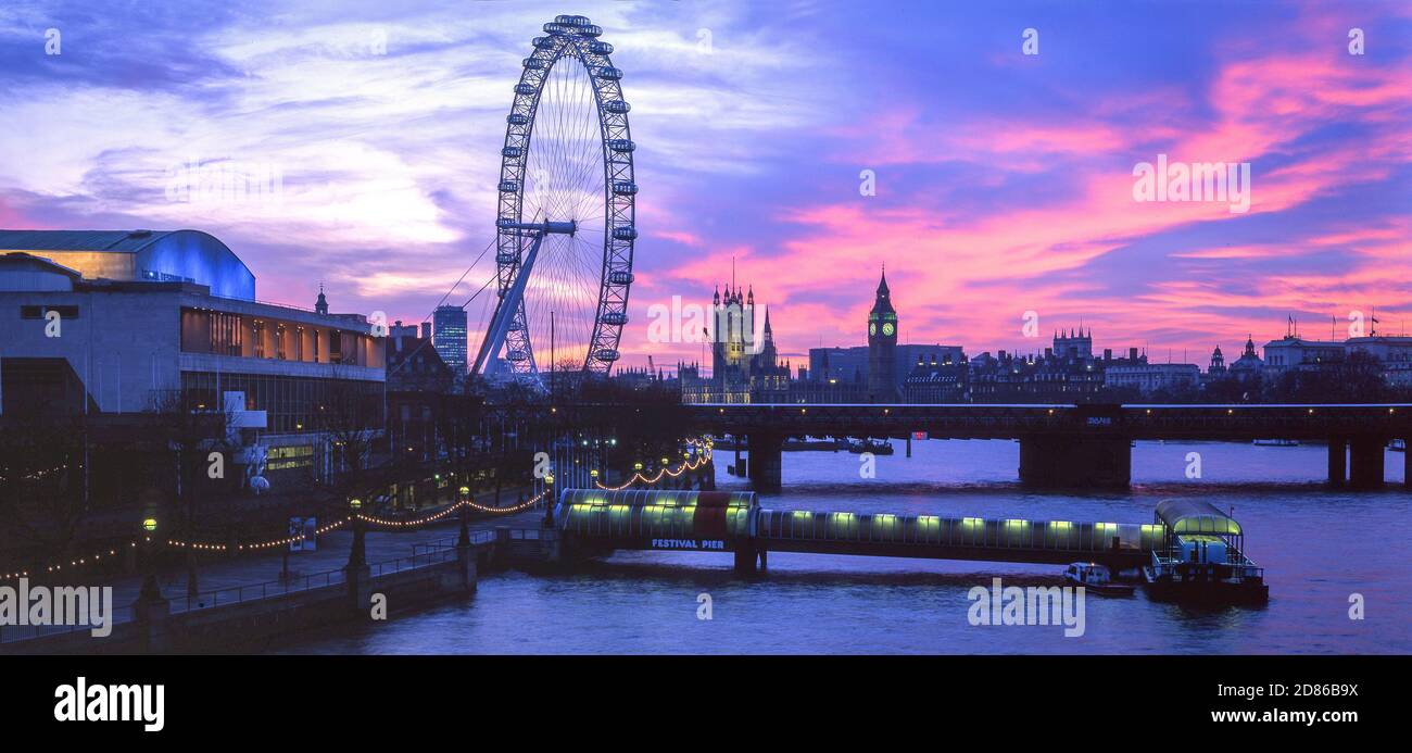 Southbank with London Eye Stock Photo