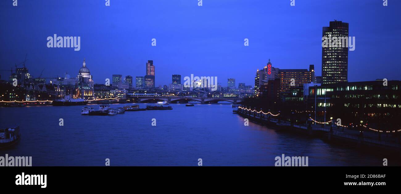 City of London view with St Paul's Cathedral from Waterloo Bridge, Stock Photo