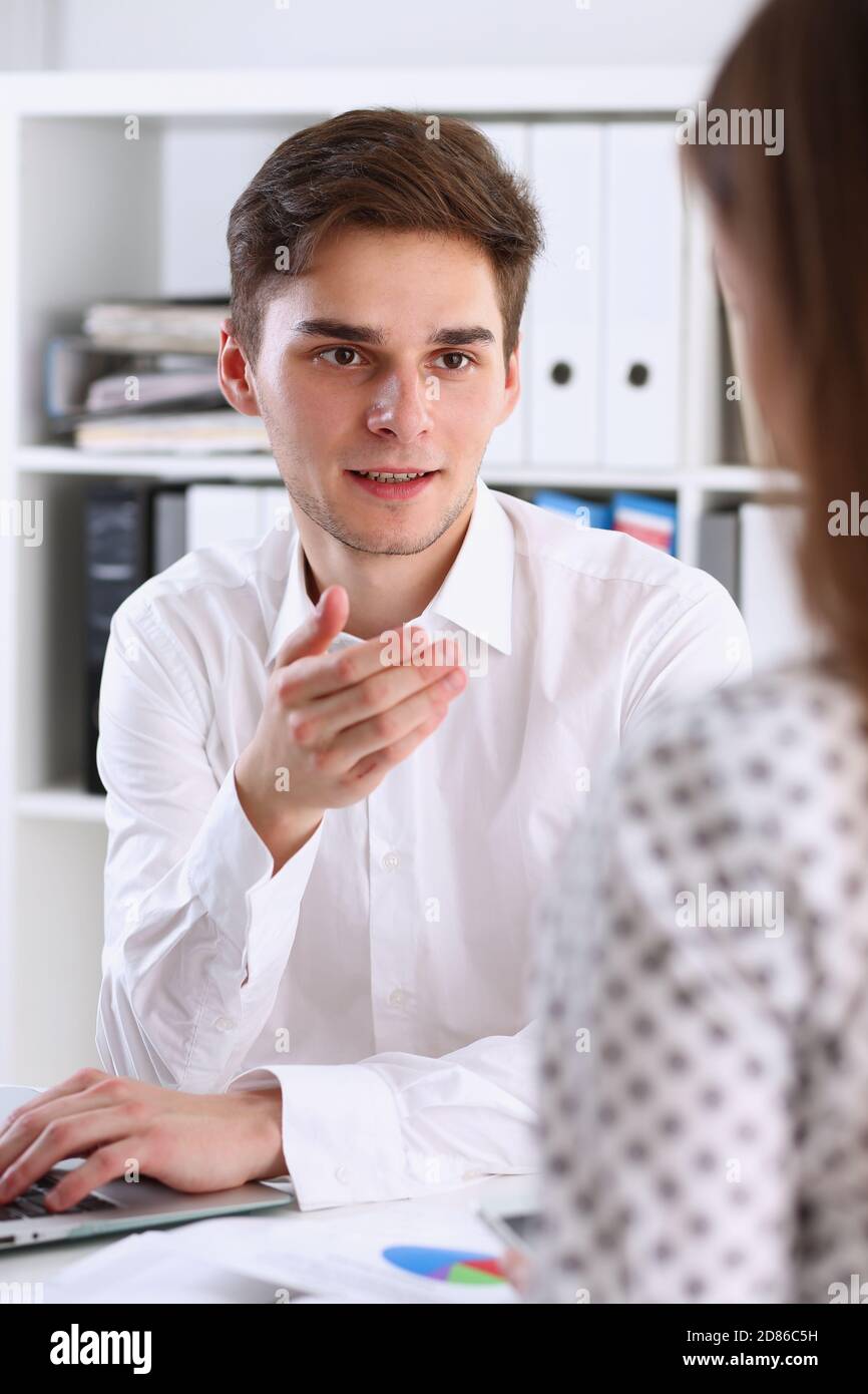Group of people deliberate on problem Stock Photo Alamy