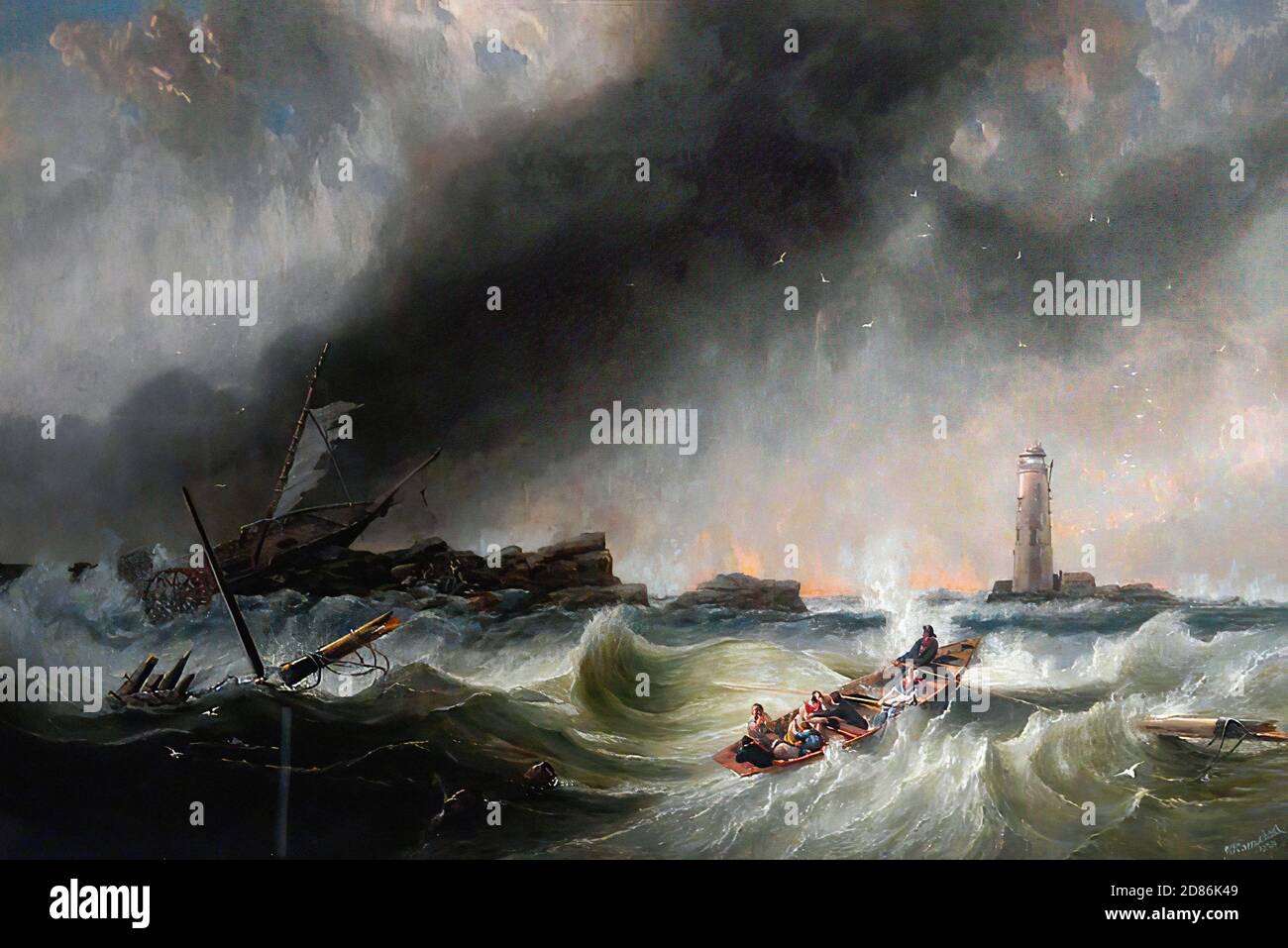 John Wilson Carmichael - William and Grace Darling Returning with the SS 'Forfarshire' Survivors Stock Photo