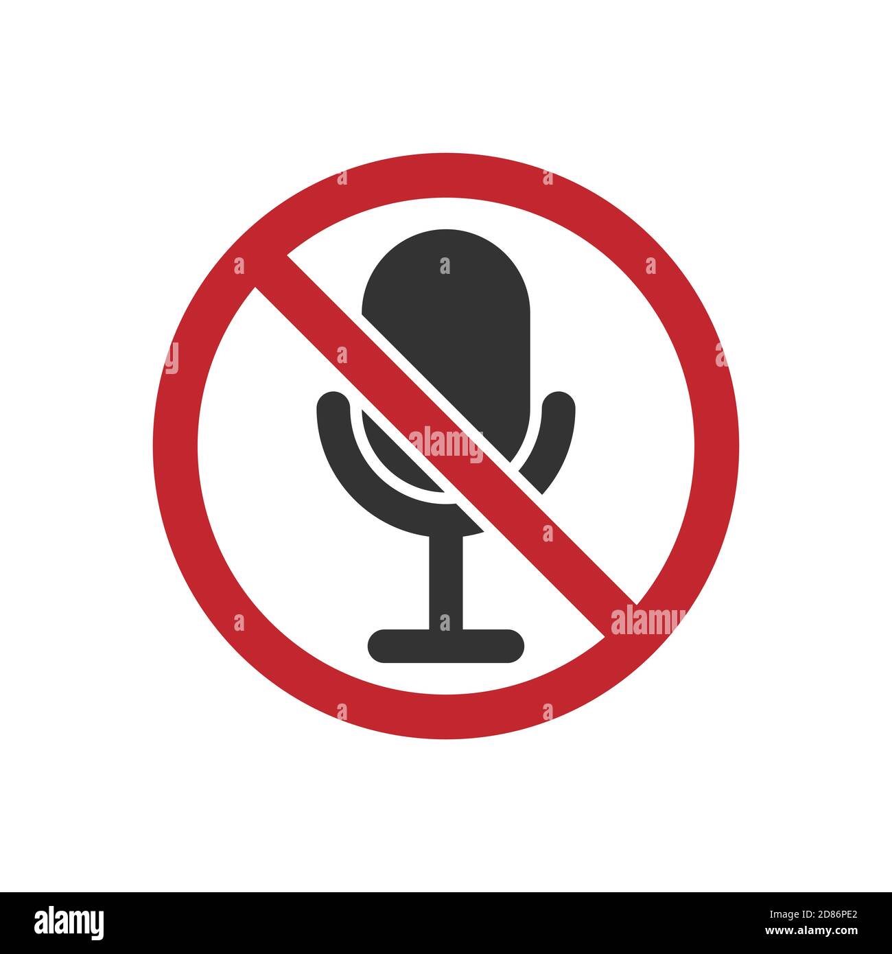 Microphone sign in a red circle. It is forbidden to use the microphone ...