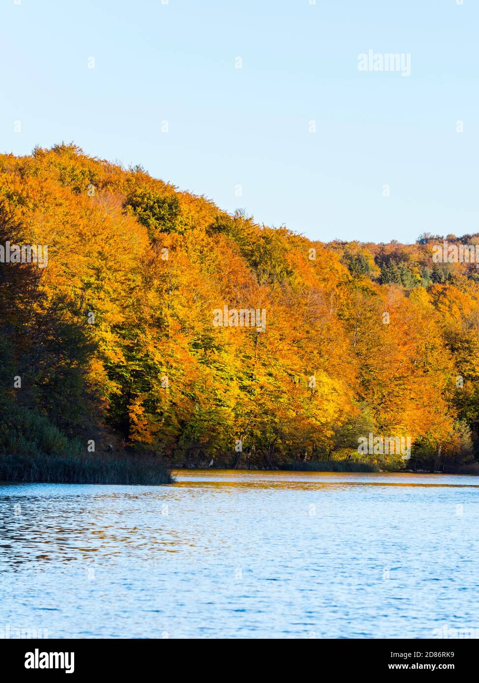 Autumnal scenery landscape in Plitvice lakes national park situated in Croatia Europe copyspace copy-space Stock Photo