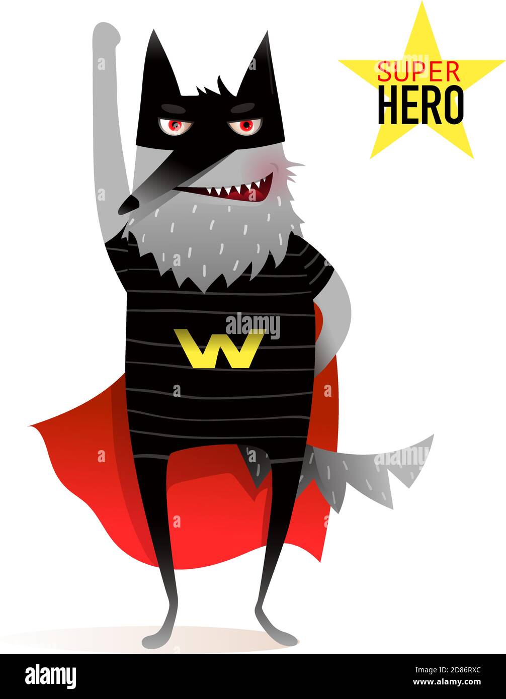 Superhero Wolf with Cape and Mask Party Animal Stock Vector Image & Art