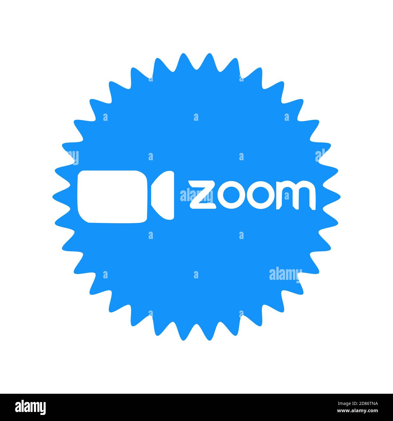 Zoom logo video conference application. Blue camera icon. Zoom app logo. Live media streaming application . Kharkiv, Ukraine - June, 2020 Stock Photo