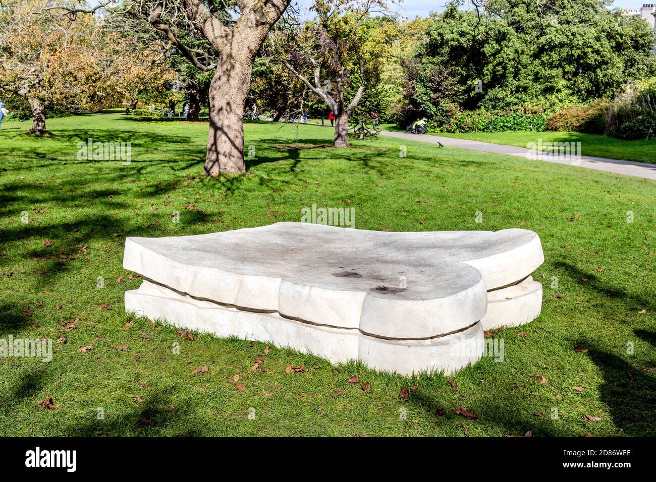 'Sandwich' concrete sculpture by Sarah Lucas at Frieze Sculpture 2020 in Regent's Park, London, UK Stock Photo